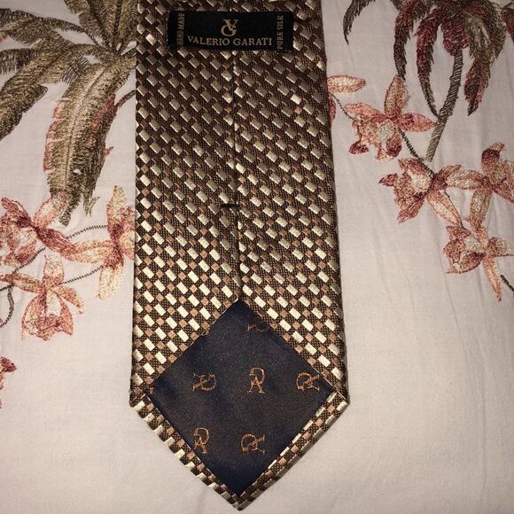 Valerio Garati Tan Ivory Brown Silk Tie - Picture 2 of 4